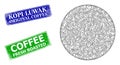 Distress Kopi Luwak Original Coffee Stamps and Triangular Mesh Filled Circle Icon