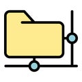 Network folder access icon color outline vector Royalty Free Stock Photo