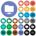 Network folder round flat multi colored icons