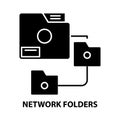 network folders icon, black vector sign with editable strokes, concept illustration