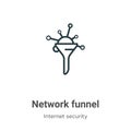 Network funnel outline vector icon. Thin line black network funnel icon, flat vector simple element illustration from editable