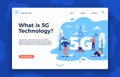 Network 5g landing page. Fast internet, wireless high speed connection and fifth generation networks vector illustration