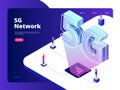 Network 5g. Wireless data transmission 5g technology internet speed broadband five hotspots wifi global networking