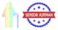 Net Gentleman Mesh Icon with Spectral Gradient and Grunge Bicolor Senior Airman Stamp Seal