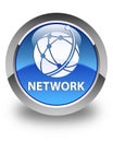 Network (global network icon) glossy blue round button Royalty Free Stock Photo