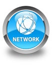 Network (global network icon) glossy cyan blue round button Royalty Free Stock Photo