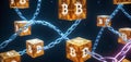 Network of Glowing Bitcoin Cubes AI Generative