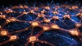 A network of glowing nodes and circuits, symbolizing the interconnectedness of financial systems powered by technology