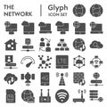 Network glyph icon set, internet symbols collection, vector sketches, logo illustrations, computer web signs solid Royalty Free Stock Photo