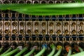 Network green wires connected to server Royalty Free Stock Photo