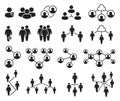 Network group icons. People in groups, community networks, business communication, conference or meeting, cloud