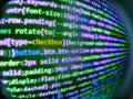Network hacking. Concept screen of experienced web developer. Script pr. Website design. Template of website, selective focus. Royalty Free Stock Photo
