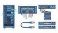 Network Hardware and Data Center Equipment Illustration Set Royalty Free Stock Photo