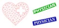 Distress Physician Stamp Seals and Polygonal Mesh Heart Medicine Icon Royalty Free Stock Photo