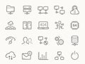 Network Hosting and Servers Line Icons