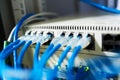 Network hub cable lan Close up Royalty Free Stock Photo