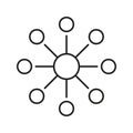 Network Hub Connection Line Icon. Centralized Data Sharing And Communication Outline Symbol. Digital Networking And Royalty Free Stock Photo