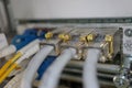 network hub switch and patch cables with lights Royalty Free Stock Photo