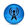 Network icon on classy splash blue round button illustration