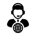 Network icon vector male customer service person profile symbol with headset for internet network online support Royalty Free Stock Photo