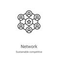 network icon vector from sustainable competitive advantage collection. Thin line network outline icon vector illustration. Linear Royalty Free Stock Photo