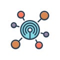 Color illustration icon for network, connection and worldwide Royalty Free Stock Photo