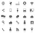 Network icons with reflect on white background