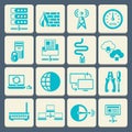 Network icons set flat button
