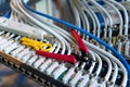 Network installation. Network cable on a network HUB. lan cable management Royalty Free Stock Photo