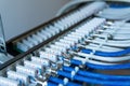 Network installation. Network cable on a network HUB. lan cable management Royalty Free Stock Photo