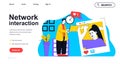 Network interaction concept for landing page template. Vector illustration Royalty Free Stock Photo