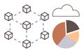 Blockchain Network and Cloud Integration with Analytics Pie Chart Representation Royalty Free Stock Photo