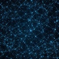 Network of interconnected blue nodes on a dark background, resembling Royalty Free Stock Photo