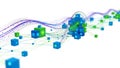 Network of Interconnected Cubes and Data Streams blockchain technology Royalty Free Stock Photo