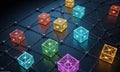 Multicolored Network Cubes AI Generative