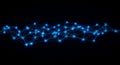 A network of interconnected glowing blue nodes and lines forms a digital mesh