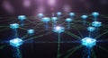 Network of interconnected glowing nodes representing Royalty Free Stock Photo