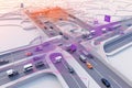 network of interconnected iot sensors, providing real-time data on traffic congestion and weather conditions