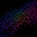 Network of interconnected nodes and lines in a geometric pattern on a black Royalty Free Stock Photo