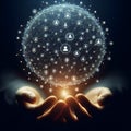 A network of interconnected points or nodes, which are linked by lines to form a complex web Royalty Free Stock Photo