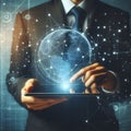 A network of interconnected points or nodes, which are linked by lines to form a complex web Royalty Free Stock Photo