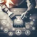 A network of interconnected points or nodes, which are linked by lines to form a complex web Royalty Free Stock Photo