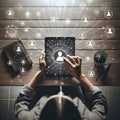 A network of interconnected points or nodes, which are linked by lines to form a complex web Royalty Free Stock Photo