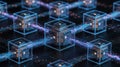A network of interconnected, transparent cubes is depicted, Royalty Free Stock Photo