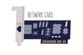 Network interface adapter, controller or card. Computer internal hardware component. Colored flat vector illustration of Royalty Free Stock Photo