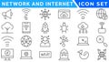Network and Internet outline icons. linear icon collection for online, computer, network, website, server, web design, hardware,
