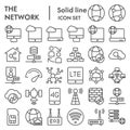 Network line icon set, internet symbols collection, vector sketches, logo illustrations, computer web signs linear Royalty Free Stock Photo