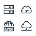 network line icons. linear set. quality vector line set such as cloud uploads, firewall, internet connection