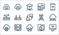 network line icons. linear set. quality vector line set such as computer, email, cloud, folder, online server, plug and socket, Royalty Free Stock Photo