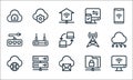 network line icons. linear set. quality vector line set such as computer, email, cloud, folder, online server, plug and socket,
